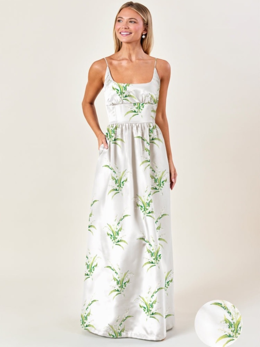 Lula Kate Lily of the Valley Jacquard White Jane Dress with Gathered Skirt